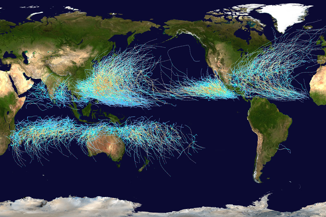 Dunyadaki Siklon Yollari APOD/NASA: Dünya'daki Siklon Yolları
