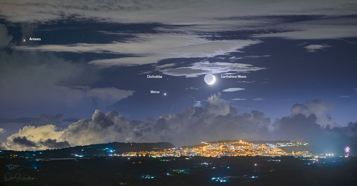 Sicilya Semalarinda Dunya Isigiyla Aydinlanan Ay APOD/NASA: Sicilya Semalarında Dünya Işığıyla Aydınlanan Ay